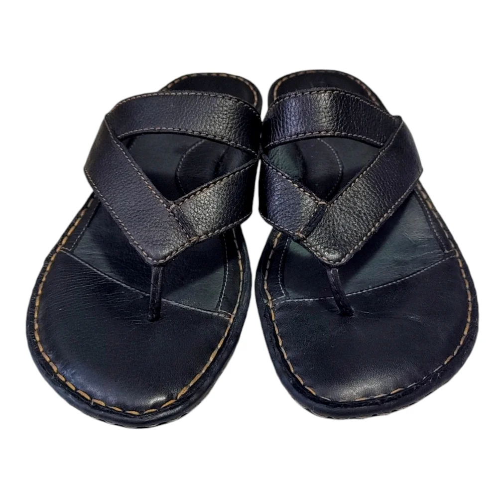 Born Black Leather Crisscross Slide Sandals - Picture 5 of 10